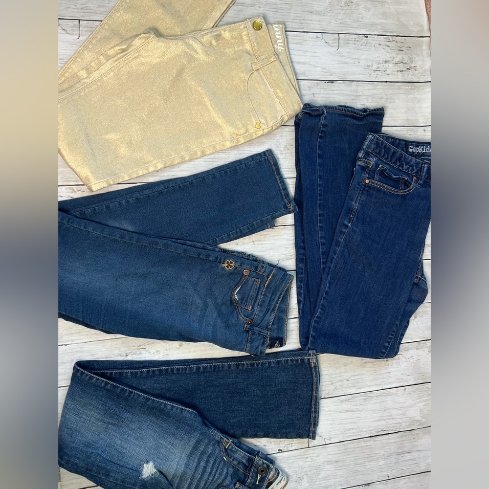 Girls size 12 Jeans , Abercrombie, Lucky brand, GapKids, Gymboree - four pairs.